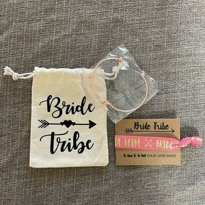 Bridesmaid Gift | Bride Tribe Bag | Bride Tribe Pony | Rose Gold Knotted Bangle